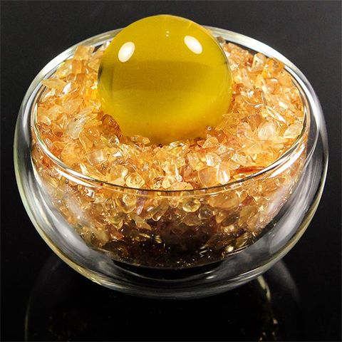 【A1寶石】日本頂級天然黃水晶碎石/黃琉璃水晶球聚寶盆-招財轉運居家風水必備