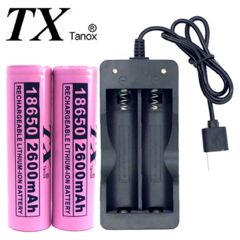 TX特林 2600mAh18650鋰充電池2入附USB充電器(LI2600-2-USB)