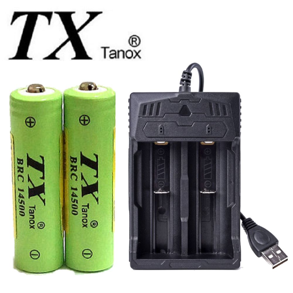 TX特林 600mAh14500鋰充電池2入附USB充電器(LI14500-2-USB)