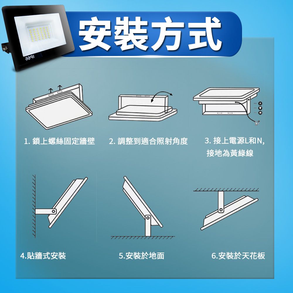 Kiss Quiet 凱斯克  質感黑(限白光) 20WLED投射燈,防水全電壓探照燈-1入