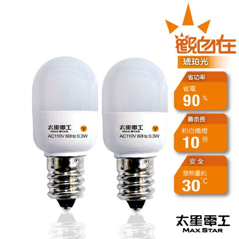 【太星電工】觀自在LED節能燈泡E12/0.3W/2入(琥珀光)