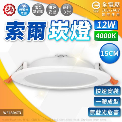 DanceLight 舞光 (2入)LED-15DOP12N 12W 4000K 自然光 全電壓 15cm 平板 索爾崁燈_WF430473