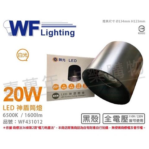 舞光 LED-CEA20D-BK 20W 6500K 白光 全電壓 黑殼 神盾吸頂筒燈 _ WF431012