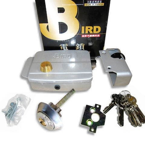 LG001 鳥牌 BIRD 電鎖 正鎖 內開型 鋁製 斜鎖舌 自動鐵門鎖 鐵門鎖 機械鎖