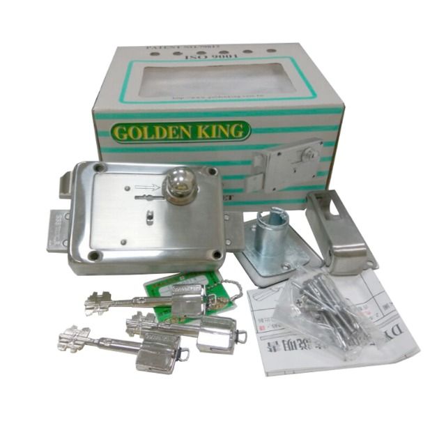GOLDEN KING 金冠牌 DY5301#S.S 金冠 白鐵五段鎖 防盜鎖 葉片式三支伸縮鑰匙 防盜門 玄關門專用鎖