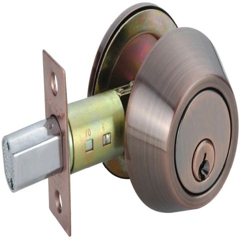 D101-AB 青古銅 補助鎖 防盜鎖 適用 鋁 硫化銅門 大門 60mm 扁平鑰匙