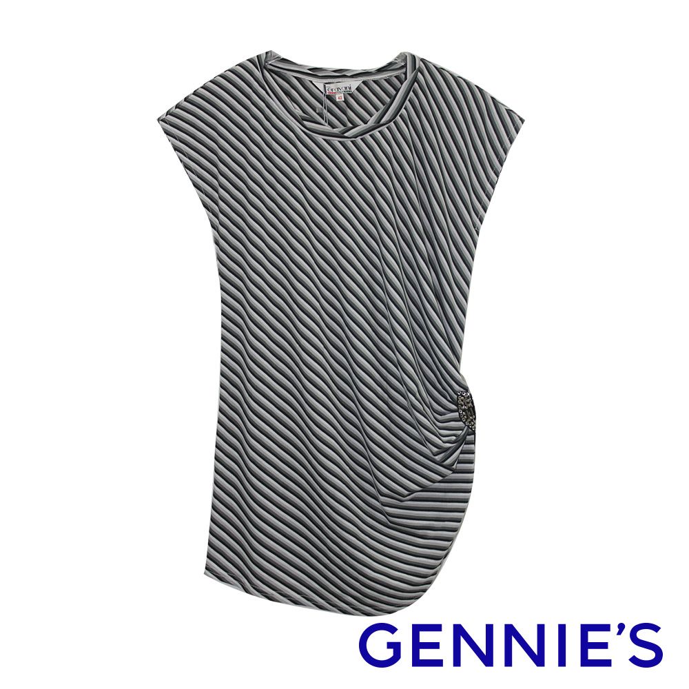 Gennies 奇妮 Feravani系列-率性條紋側邊蝴蝶綴飾上衣