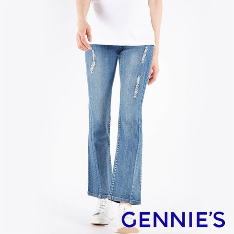 【Gennies奇妮】個性刷白雪花牛仔褲(藍T4F74)