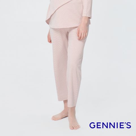 Gennies奇妮 親膚直筒休閒孕婦褲(條紋粉TPA46)
