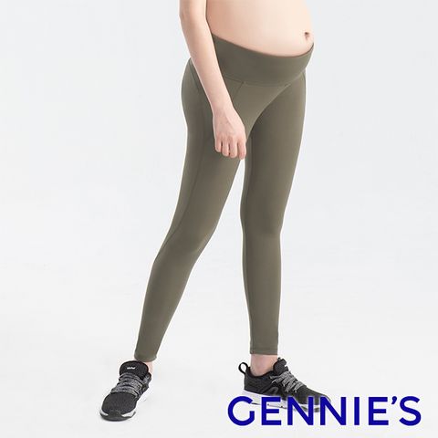 Gennies 奇妮 FITNESS蜜桃輕托孕婦運動褲(綠T4J10)