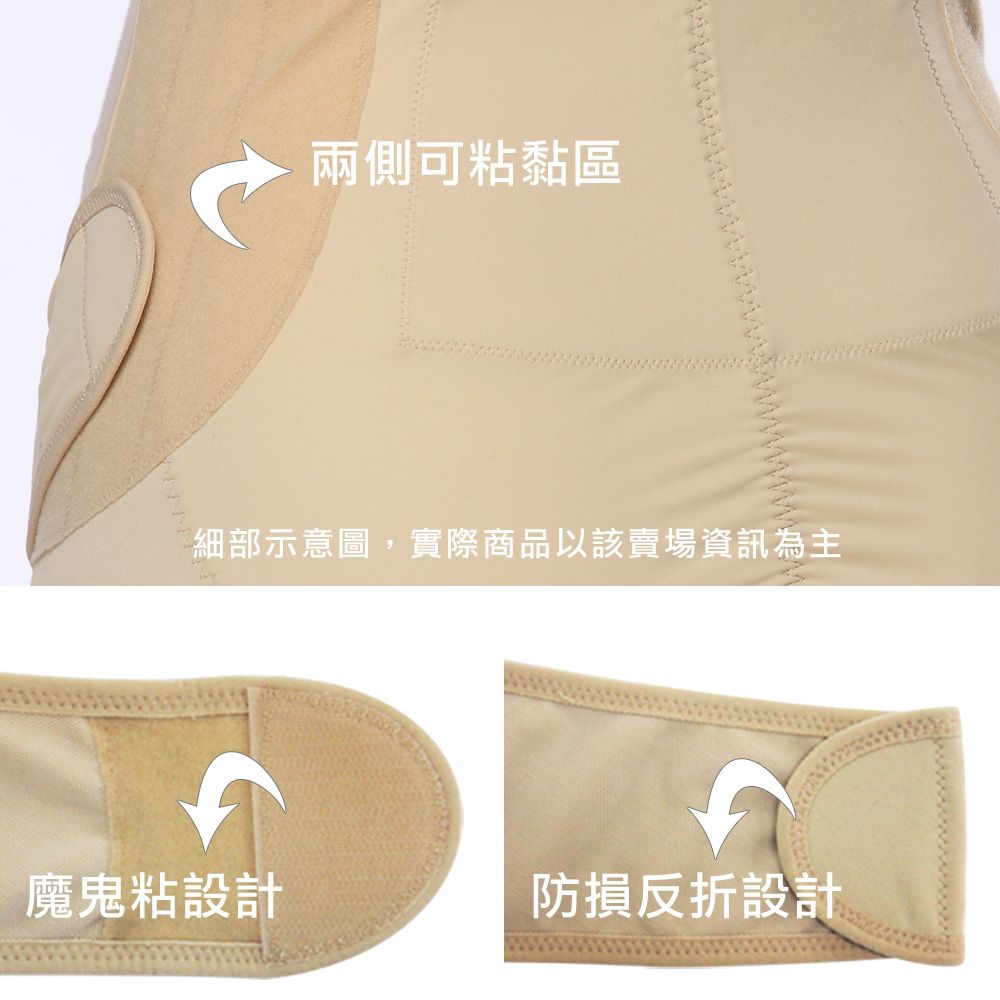 兩側可粘黏區細部示意圖,實際商品以該賣場資訊為主魔鬼粘設計防損反折設計