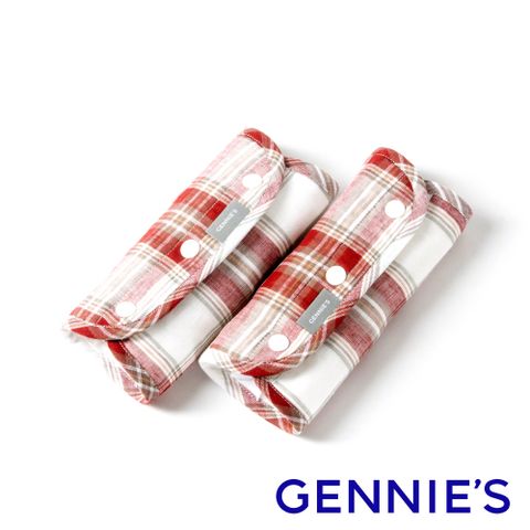 【Gennies奇妮】英倫揹帶口水巾2入(肩帶口水巾)(紅白)