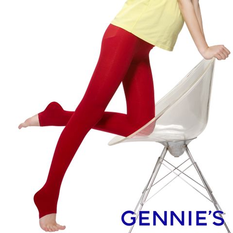 【Gennies奇妮】時尚彈性厚棉孕婦專用踩腳褲襪(黑/紅/深灰/深紫)