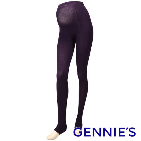 Gennies 奇妮 時尚彈性厚棉孕婦專用踩腳褲襪(深紫)