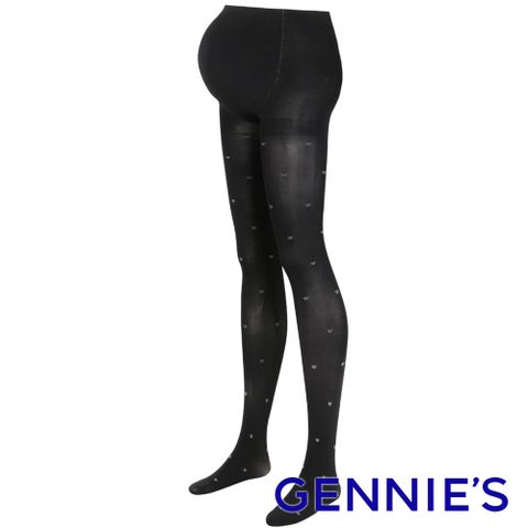 Gennies奇妮 愛心緹花孕婦專用彈性褲襪(黑GM73)