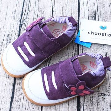 shooshoos 英國  安全無毒真皮手工學步鞋/童鞋_紫色小花(公司貨