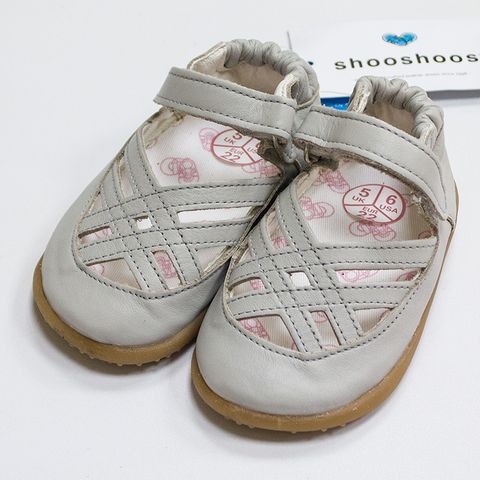 shooshoos 英國  健康無毒真皮手工涼鞋/童鞋_ 優雅灰編織(SS103467)(公司貨)