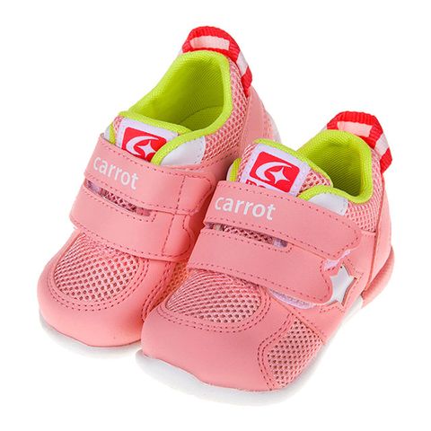 《布布童鞋》Moonstar日本Carrot速乾網布3E粉色寶寶機能學步鞋(12~14.5公分) [ I0C204G ]
