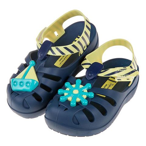 《布布童鞋》Ipanema海上小英雄藍黃色寶寶護趾涼鞋香香鞋(14~17公分) [ U0E688B ]