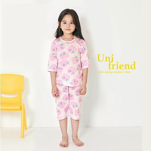 韓國 unifriend 無螢光劑有機純棉超優質小童居家服/睡衣_小桃子_UF014