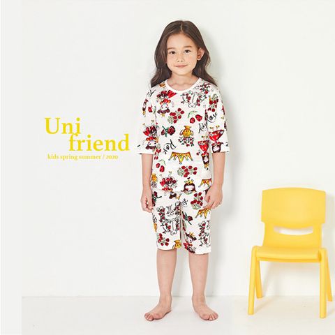 韓國 unifriend 無螢光劑有機純棉超優質小童居家服/睡衣_玫瑰公主_UF015