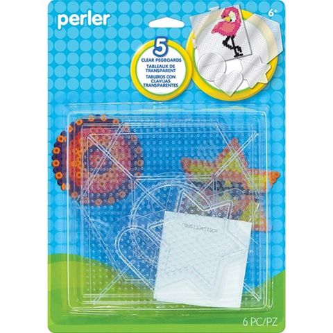 PERLER BEADS 拼拼豆豆 《Perler》五入大小透明幾何模型板組合(大正方形大六角形小愛心形小圓形小星形)