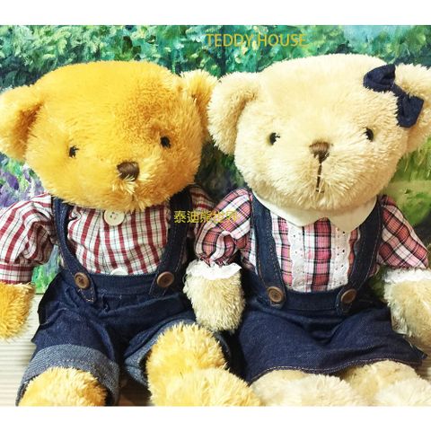 泰迪熊【TEDDY HOUSE】泰迪熊玩具玩偶公仔絨毛娃娃泰迪熊鄉村紅格牛仔泰迪熊情侶對熊(小)幸運陪伴許願熊泰迪熊心想事成富有靈氣好運陪伴