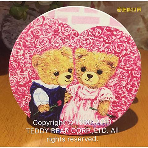 【泰迪熊吸水杯墊】泰迪熊藝術快樂能量融入生活TEDDY BEAR A1台灣製造/台灣藝術陶瓷吸水杯墊/圓形/