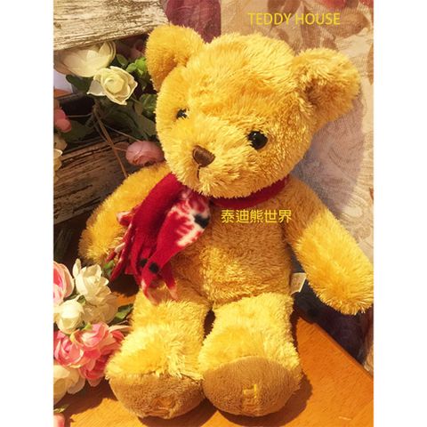 泰迪熊 【TEDDY HOUSE】 玩偶公仔絨毛娃娃TEDDY BEAR圍巾(小)(棕)~超柔軟~