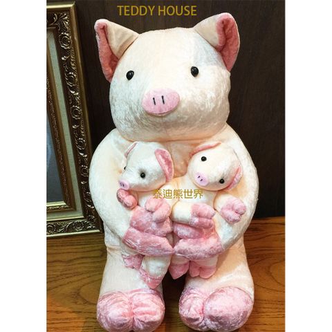 泰迪熊 大富貴滿堂日本母子豬全家福【TEDDY HOUSE】日本玩具禮贈品玩偶公仔絨毛娃娃日本富貴滿堂母子豬全家福 豬來富