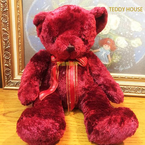 泰迪熊 如絲柔軟【TEDDY HOUSE】玩具玩偶公仔絨毛娃娃軟毛(酒紅色)附許願卡~超柔軟精品~