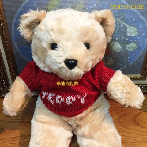 泰迪熊【TEDDY HOUSE泰迪熊】泰迪熊玩具禮贈品玩偶公仔絨毛娃娃胖胖毛衣泰迪熊(大)(紅)附許願卡，好運泰迪熊，有靈氣正牌泰迪熊可許願。