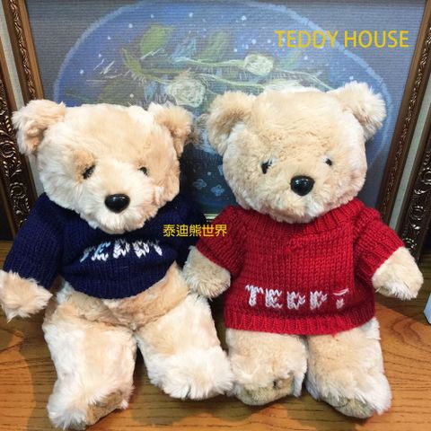 泰迪熊【TEDDY HOUSE泰迪熊】泰迪熊玩具玩偶公仔絨毛娃娃胖胖毛衣情侶對熊(小)正牌泰迪熊附泰迪熊許願卡，好運陪伴心想事成