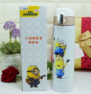 minions 小小兵 不銹鋼真空保溫保冰彈跳瓶300CC 時尚圖案,保溫保冰