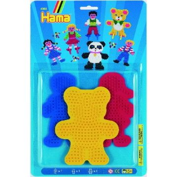 PERLER BEADS 拼拼豆豆 《Hama 》三入模型板男孩, 女孩, 泰迪熊