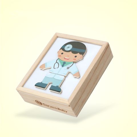 (經典木玩)職業造型拼湊磁貼盒