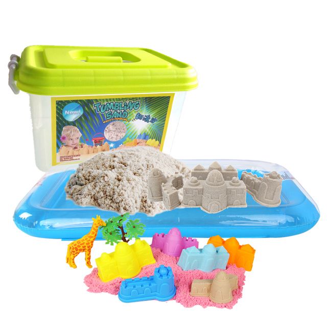 TUMBLING SAND 翻滾動力沙5公斤豪華組-原色沙 (5kg沙+充氣沙盤+收納盒+4模具)