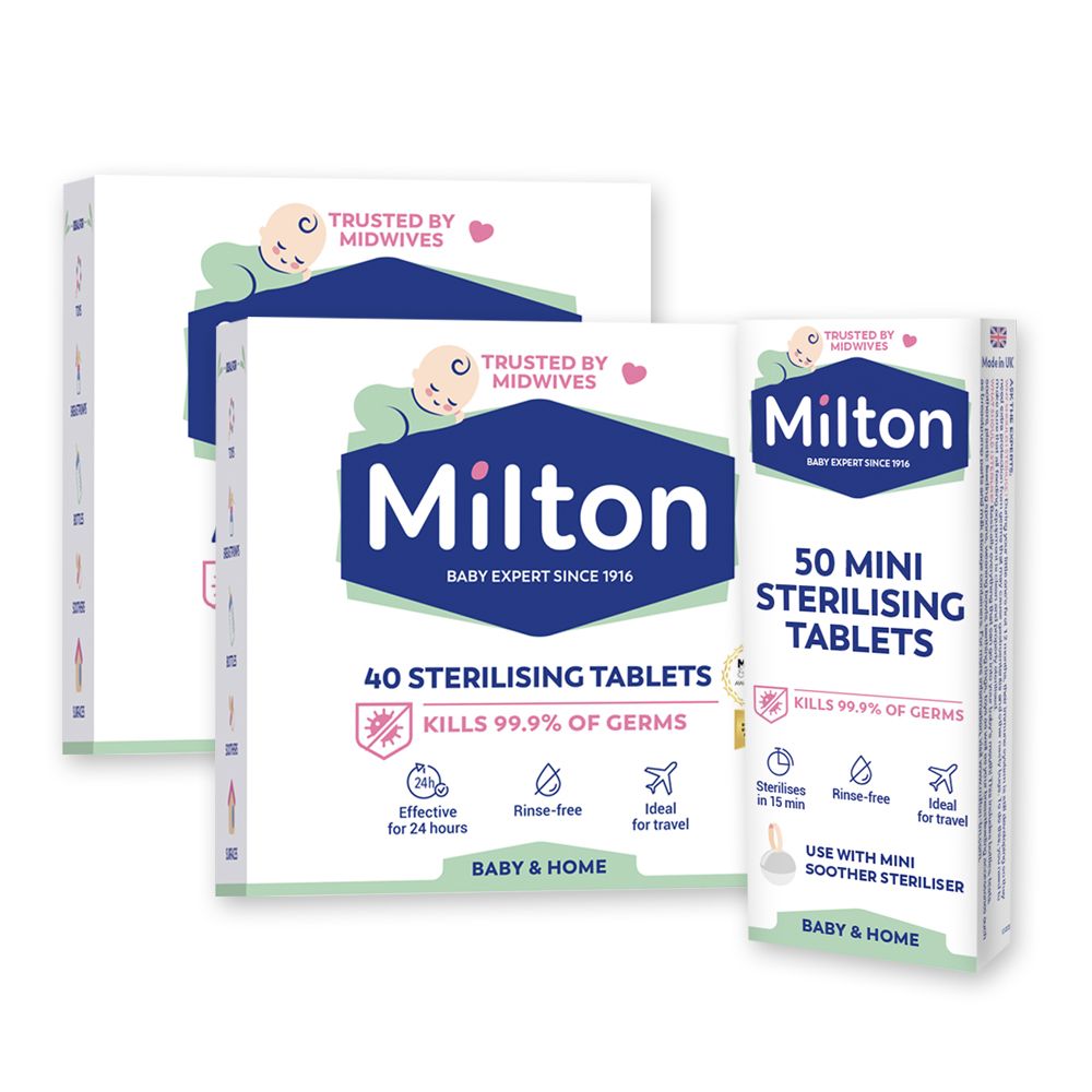 Milton 米爾頓  嬰幼兒專用消毒錠 40入 2盒+迷你消毒錠 50入 1盒