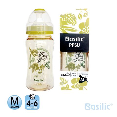 Basilic 貝喜力克 防脹氣PPSU寬口大奶瓶240ml-M