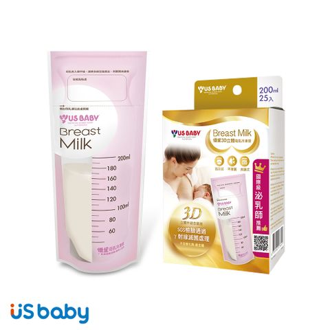 US BABY 優生 3D立體母乳冷凍袋200ml/25入