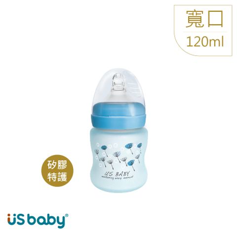 US BABY 優生 真母感特護玻璃奶瓶(寬口徑)120ml藍