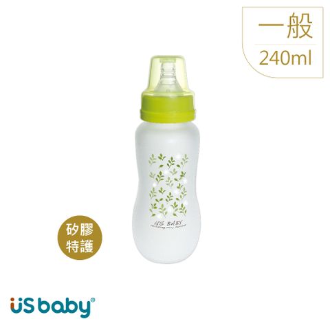 US BABY 優生 真母感特護玻璃奶瓶(一般口徑)240ml綠