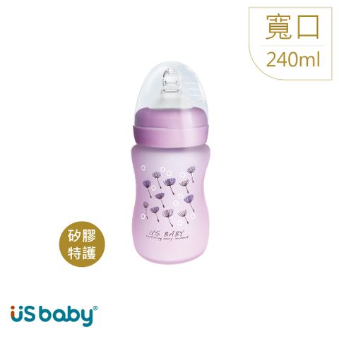 US BABY 優生 真母感特護玻璃奶瓶(寬口徑)240ml紫