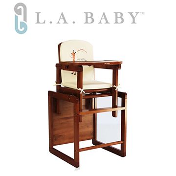 【美國 L.A. Baby】實木兩用兒童餐桌椅(附餐椅座墊)三色