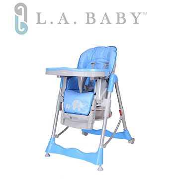 【美國 L.A. Baby】多功能高腳餐椅-腳踏可調款(3色選購桃紅色、藍色、螢光色)