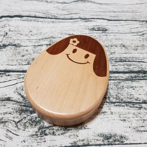 【禮物+ gift4U】台灣製原木兒童乳牙印章保存盒 女孩款