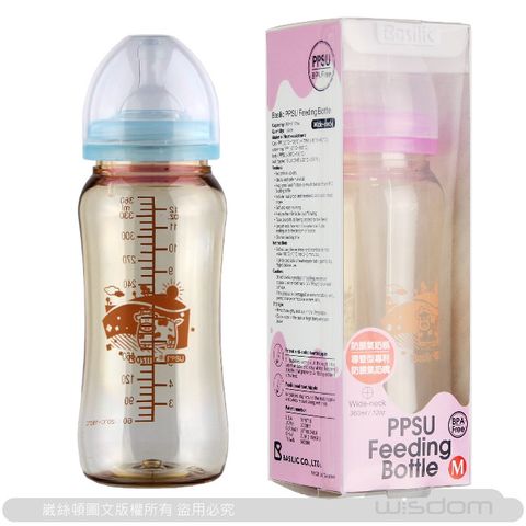 Basilic 貝喜力克防脹氣寬口徑PPSU葫蘆型奶瓶360ml