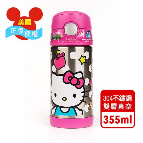 THERMOS 膳魔師 【美國】Hello Kitty凱蒂貓粉紅款 迪士尼不鏽鋼吸管水壺355ML