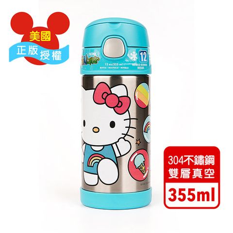 THERMOS 膳魔師 【美國】Hello Kitty凱蒂貓藍色款 迪士尼不鏽鋼吸管水壺355ML