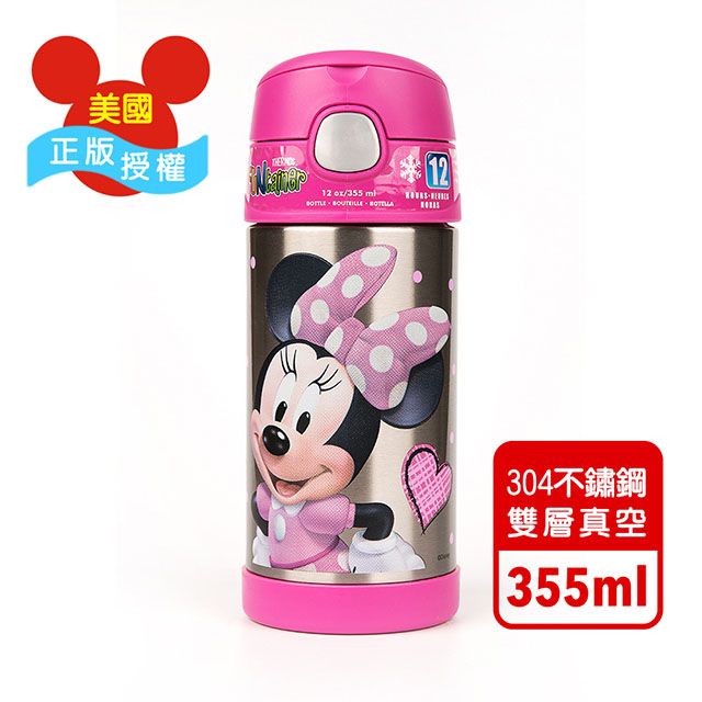 THERMOS 膳魔師 【美國】米妮 迪士尼不鏽鋼吸管水壺355ML